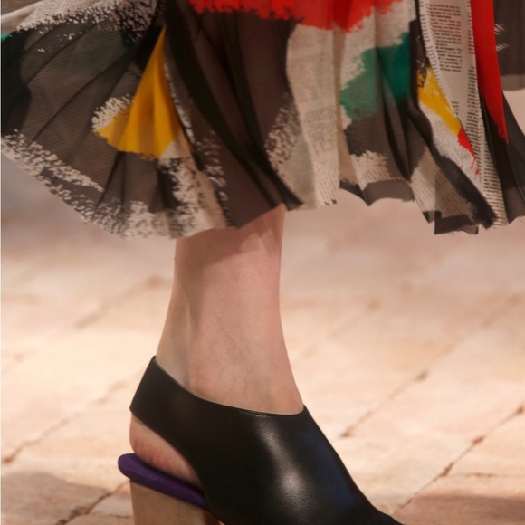 Céline Spring 2014 by Phoebe Philo leather and metal sculptural heels, sz 37.5 - Picture 5 of 7